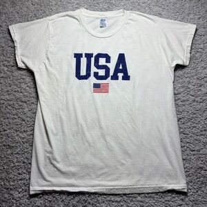 Vintage USA Shirt Womens Medium Crewneck Tee American Pride Flag Casual Party